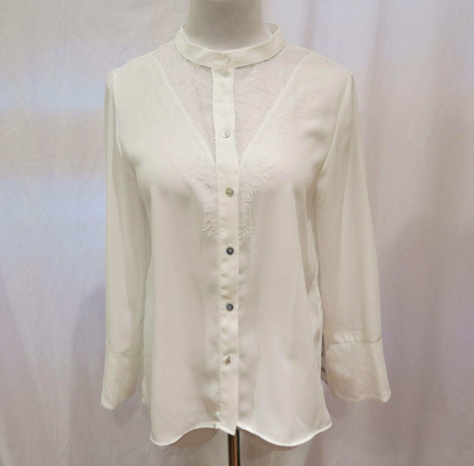 Zara White/Lace Long Sleeve Blouse, size XS, new with tags