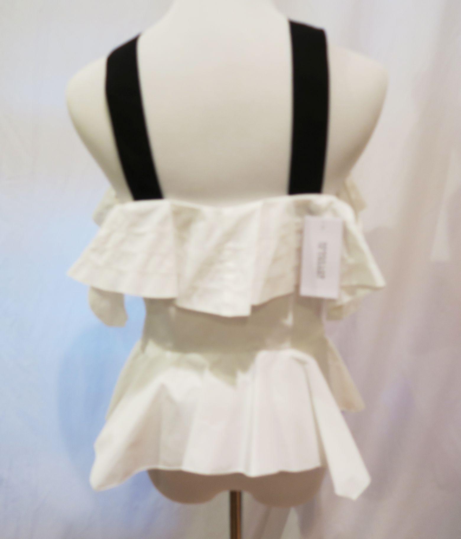 Derek Lam IO Crosby White Ruffle Top w/Black Straps/Bow, size 2, new with tags - $395