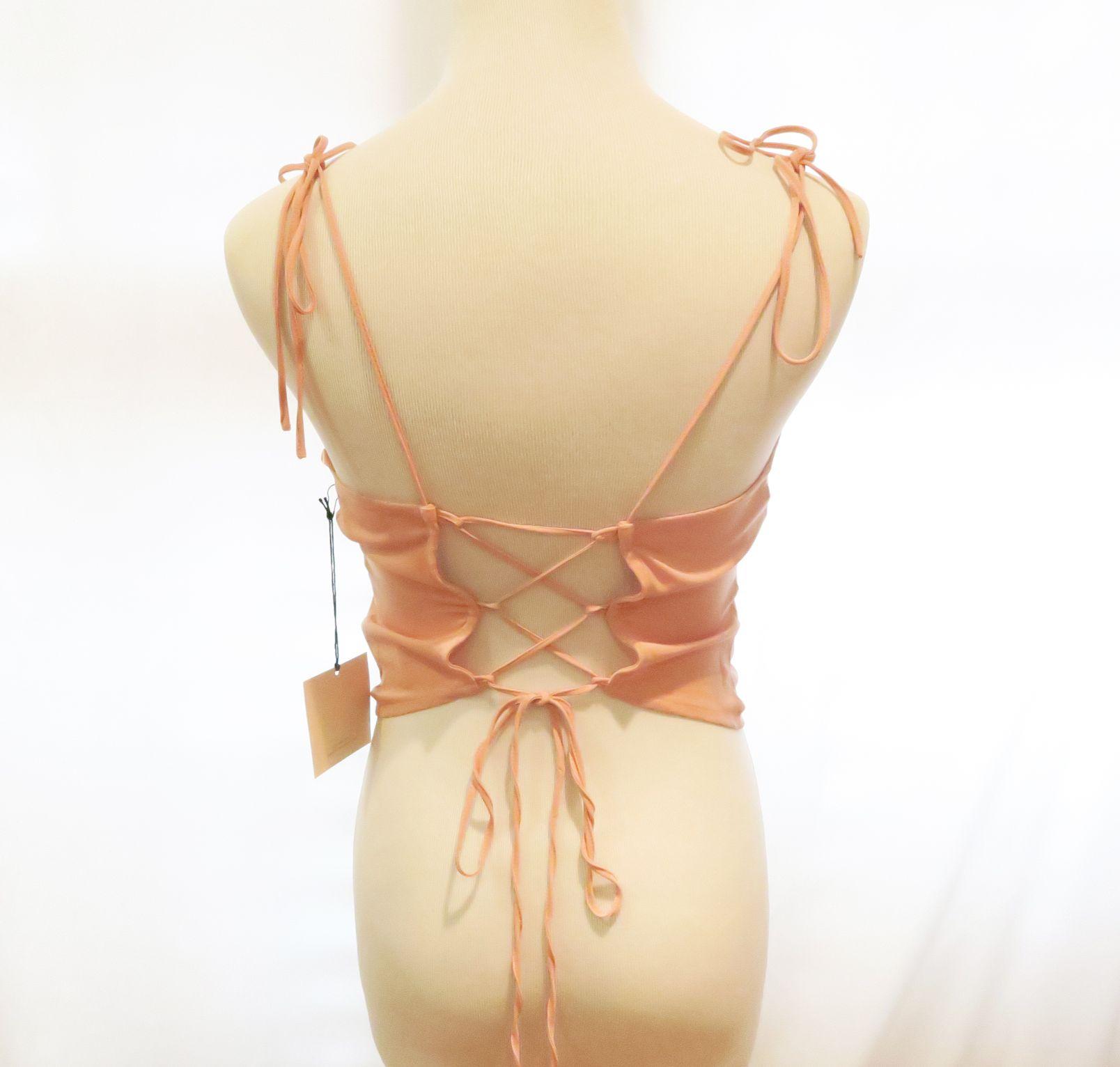 Super Down Pink Spaghetti Strap Lace-up Back Top, size XS, new with tags