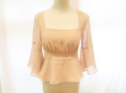 Bebe Pink Ruffle Sleeve Open Back Top, size XXS, new with tags