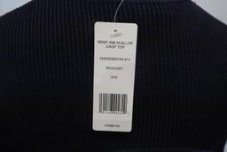 Bebe Navy Ribbed Long Sleeved Crop Top, size XXS, new with tags