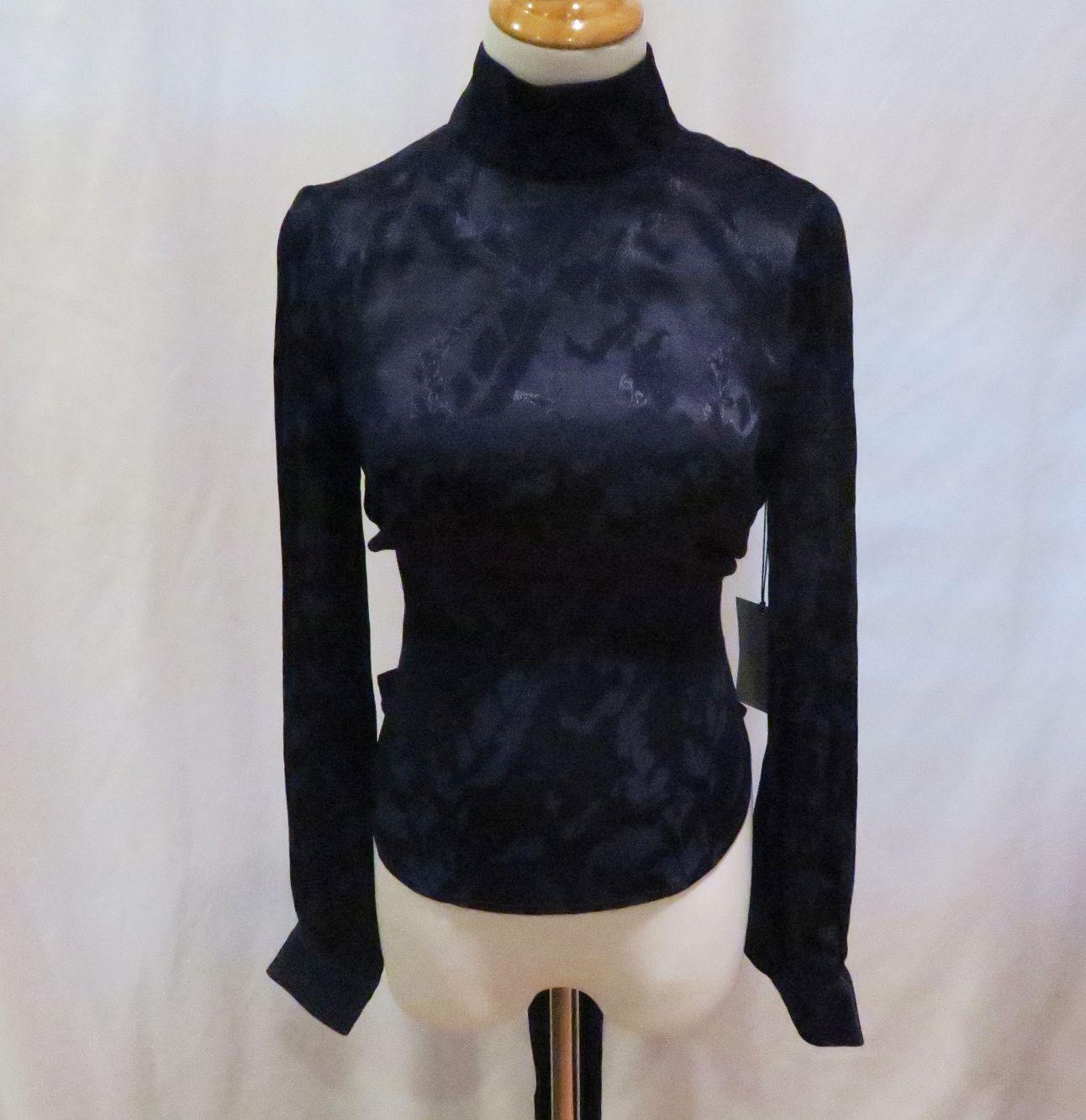 LPA Navy Open-Backed Tie Long Sleeve Top, size XXS, new with tags