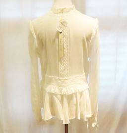 Jonathan Simkhai Ivory Blouse w/Ruffle Trim, size XS/P, new with tags - $359