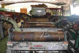 LIGNA 9"X48' TOP ARBOR GANG W/ (2) 200HP MOTOR W/ 15' INFEED ROLLCASE W/ CANT TURNERS W/ POSITIONERS