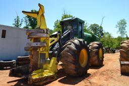 JOHN DEERE 843H FELLER BUNCHER W/ FD 22B SAW HEAD W/ ENCLOSED CAB W/ HEAT & AIR W/ 30.5X32 RUB SN#1D