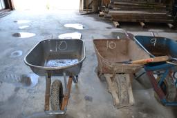 2 WHEEL BARRELS & CLEAN UP TOOLS