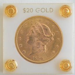 1890-S $20 Liberty Double Eagle Gold Coin