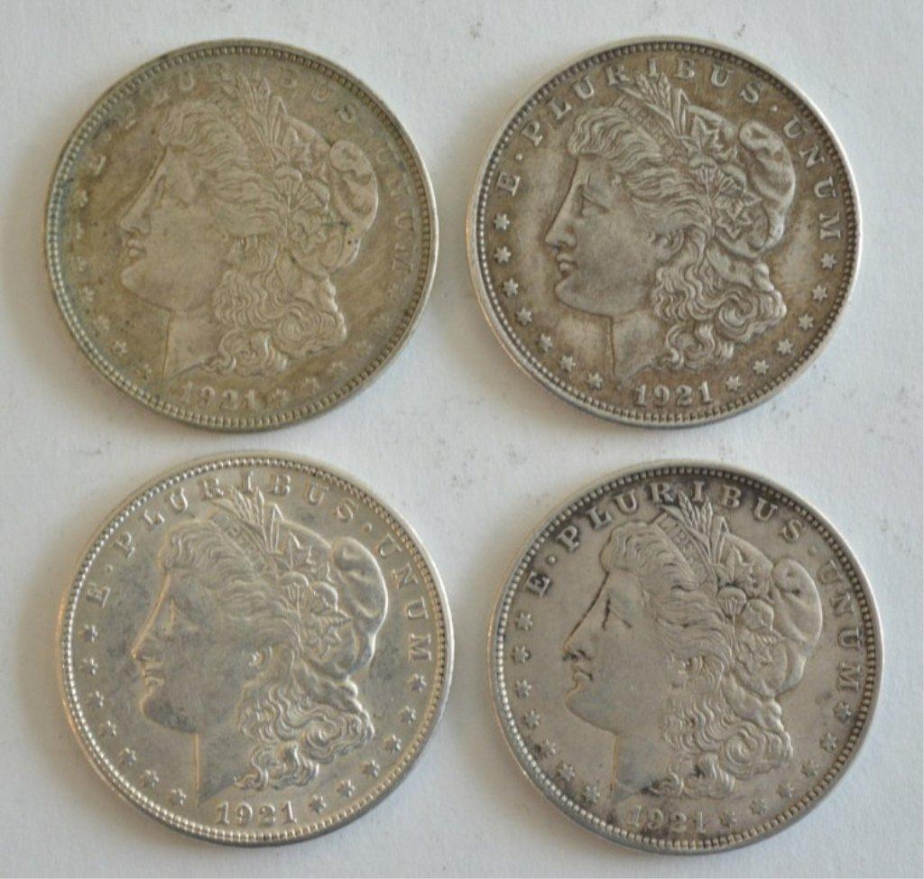 Lot of 4 1921 Morgan Silver Dollars