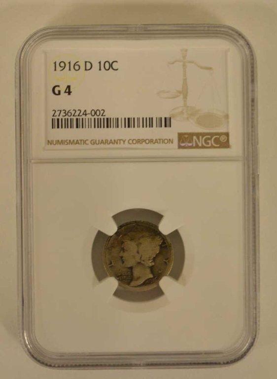 NGC 1916-D 10 Cent Graded Good 4