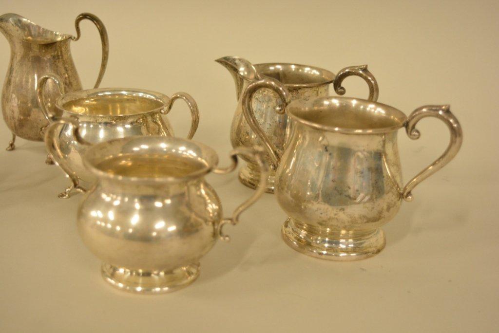 Three Sterling Silver Sugar & Creamer Sets