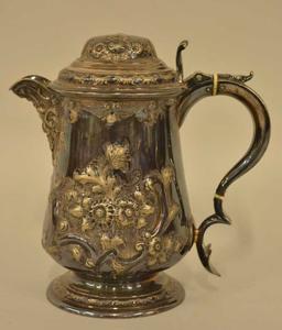 Antique English Chased Silverplate Footed Teapot