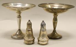 Lot Of Sterling Silver Compotes & Shakers