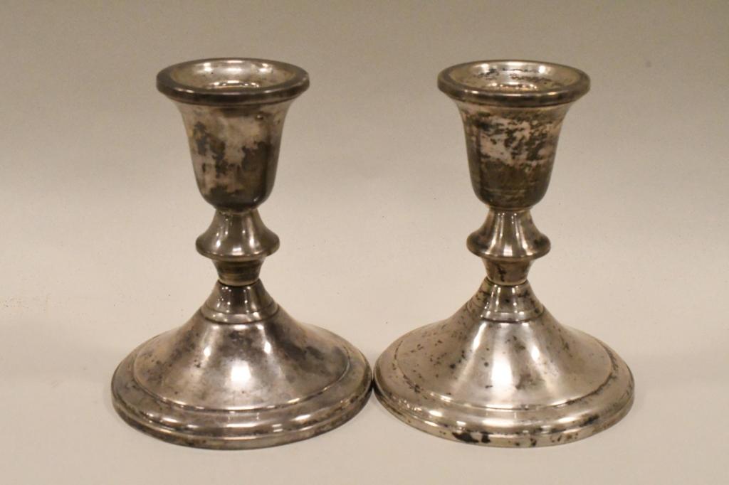 Lot Of 3 Sets Of Sterling Silver Candleholders