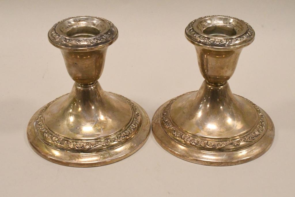 Lot Of 3 Sets Of Sterling Silver Candleholders