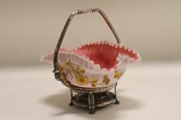 1880's Webb Satin Glass Brides Basket