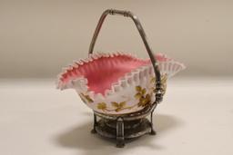 1880's Webb Satin Glass Brides Basket