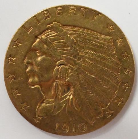 1910 $2.50 Indian Head Gold Quarter Eagle