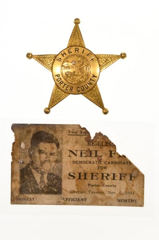 Porter Co. Sheriff Badge w/ Dillinger Connection