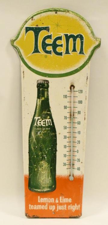 Embossed Tin Teem Soda Thermometer Sign