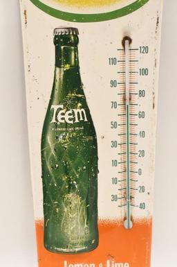 Embossed Tin Teem Soda Thermometer Sign