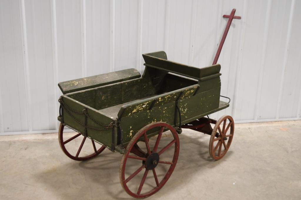 Early Wooden Goat Wagon w Buckboard Seat