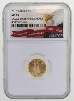 2016 American Gold Eagle 1/10 Oz Coin PCGS MS 69