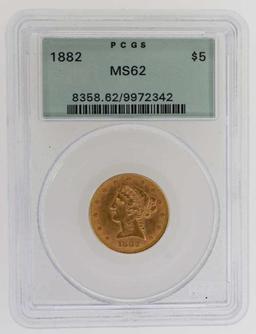 1882 U.S. $5 Gold Liberty Head Coin PCGS MS 62