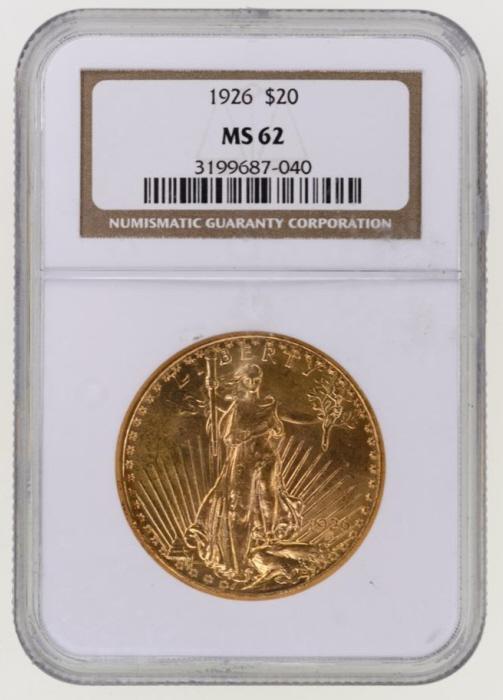 1926 $20 Saint Gaudens Gold Coin NGC MS 62