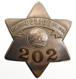 Obsolete C.R. I & P Railway Police Pie Plate Badge