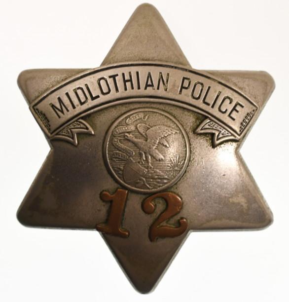 Obsolete Midlothian Police Pie Plate Badge No. 12