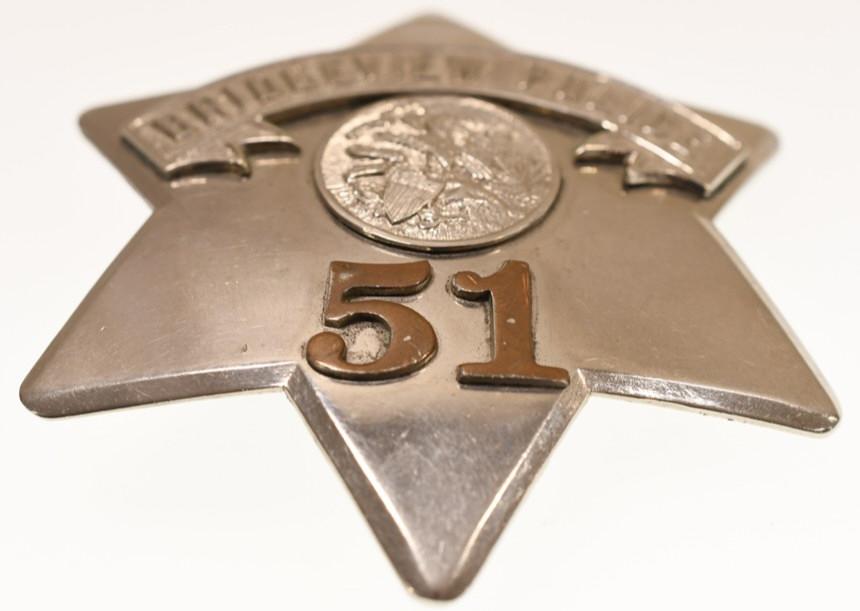 Obsolete Bridgeview Police Pie Plate Badge No.51