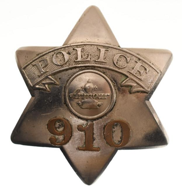 Early Obsolete Armour Police Pie Plate Badge #910