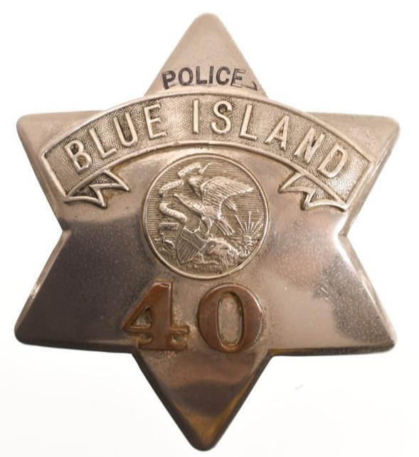 Early Obsolete Blue Island Police Pie Plate Badge