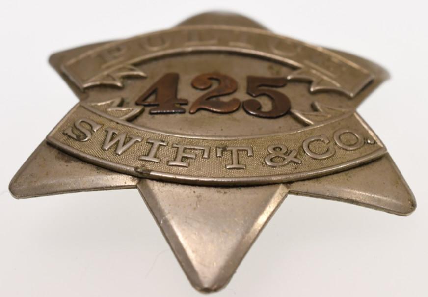 Early Swift & Co. Police Pie Plate Badge No.425