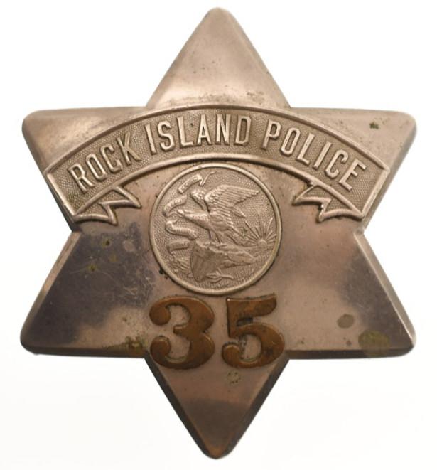 Early Obsolete Rock Island Police Pie Plate Badge