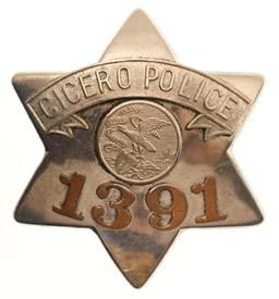 Early Obsolete Cicero Police Pie Plate Badge #1391