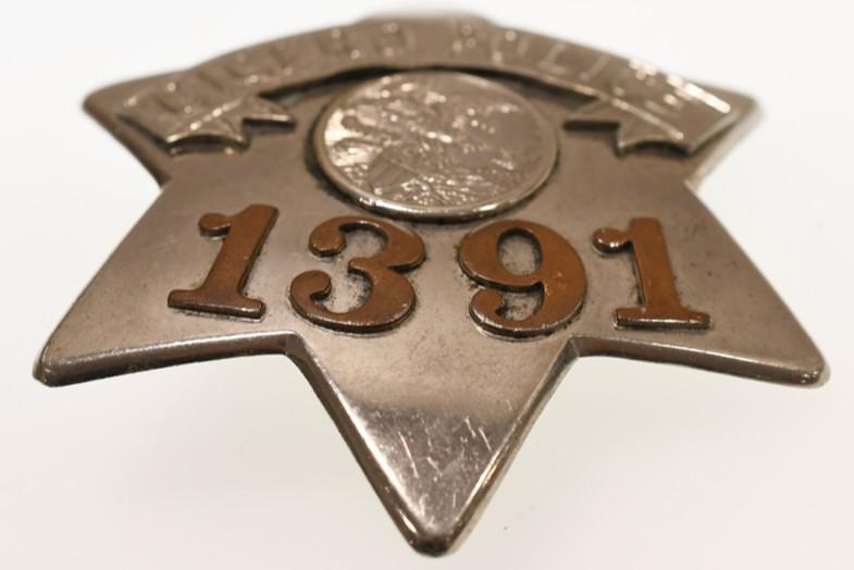 Early Obsolete Cicero Police Pie Plate Badge #1391