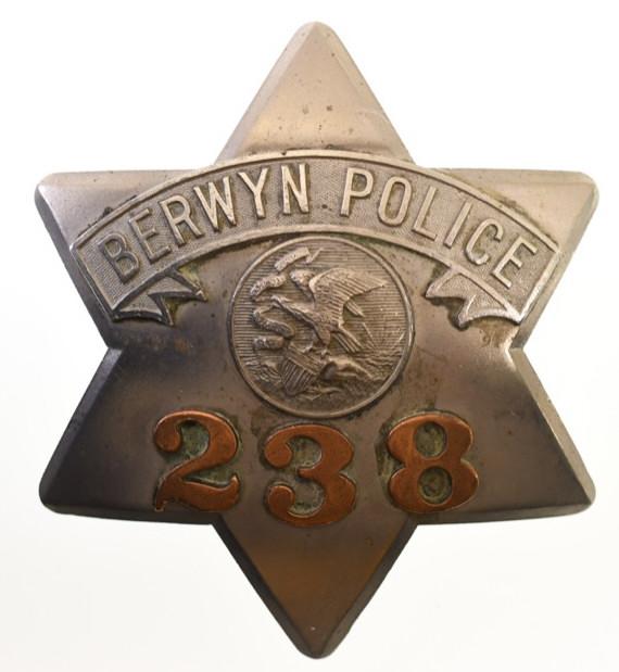 Obsolete Berwyn ILL Police Pie Plate Badge