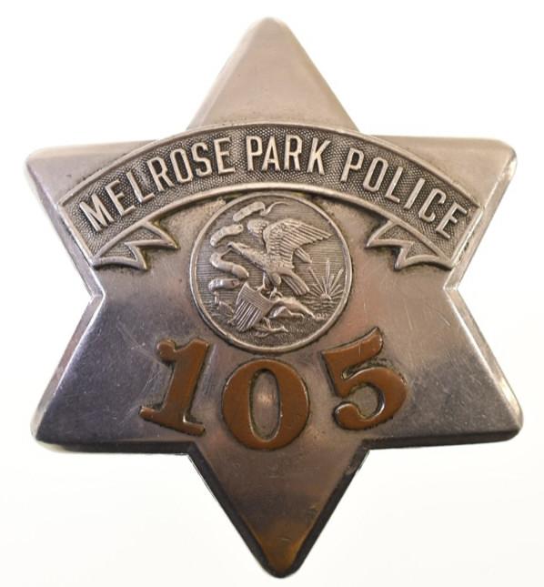 Obsolete Melrose Park Police Pie Plate Badge