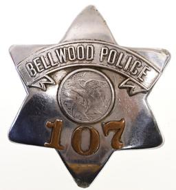 Obsolete Bellwood ILL Police Pie Plate Badge #107