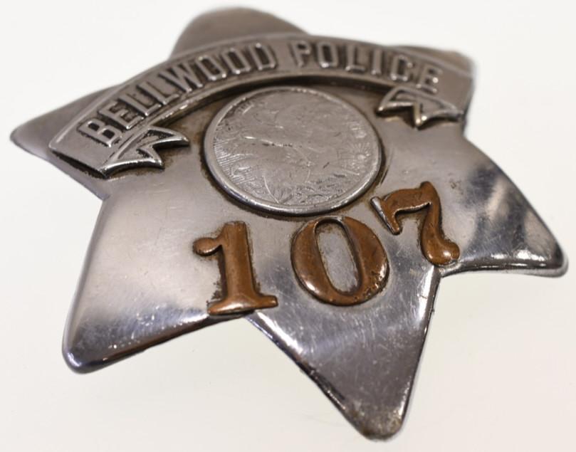 Obsolete Bellwood ILL Police Pie Plate Badge #107