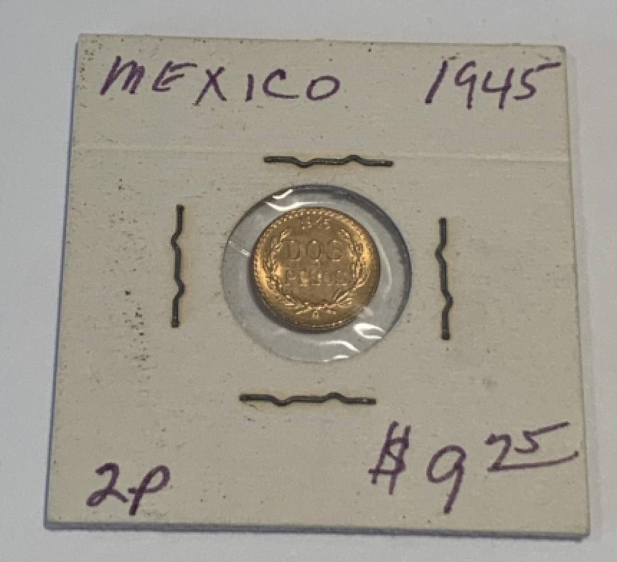 1945 2 Peso Mexican Gold Coin