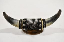 Bull Horns Wrapped In Cowhide w/ Leather Accents