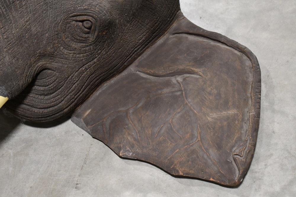 Life Size Hand Carved Wooden Elephant Wall Mount