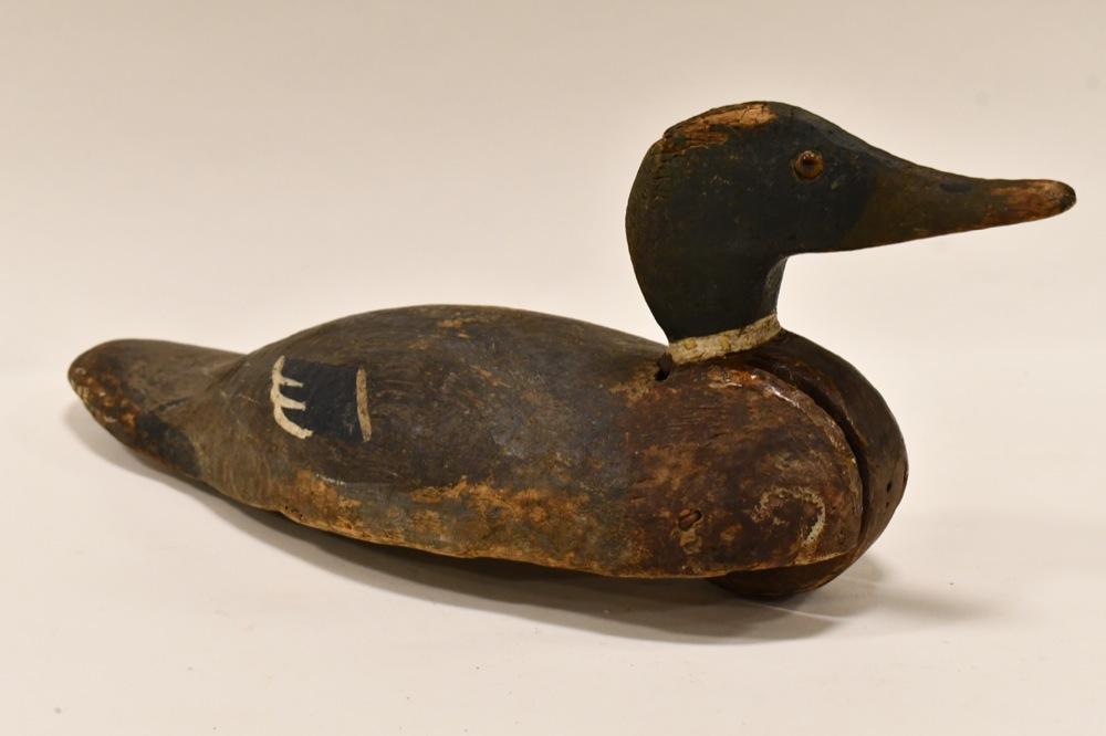 Vintage Carved Wooden/ Cork Glass Eye Duck Decoy