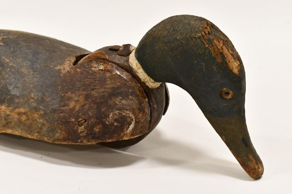 Vintage Carved Wooden/ Cork Glass Eye Duck Decoy
