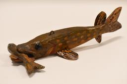 Hand Carved Folk Art Bob Foster Pike Fishing Decoy