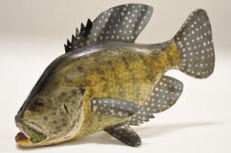 Carved Folk Art Bob Foster Crappie Fishing Decoy