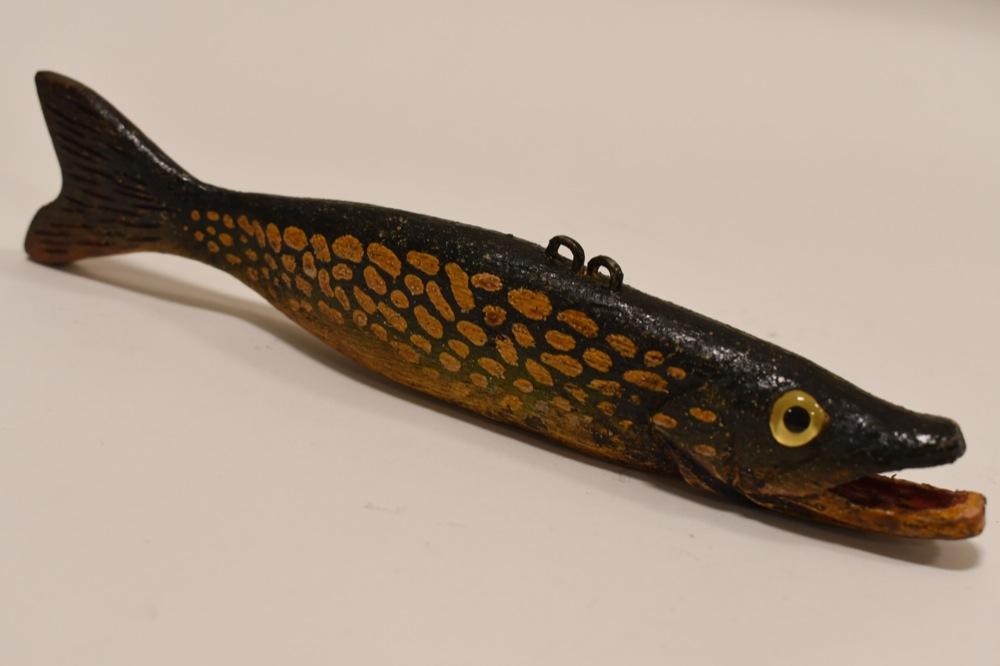 Carved Folk Art Pike Decoy By Duluth Fish Decoys