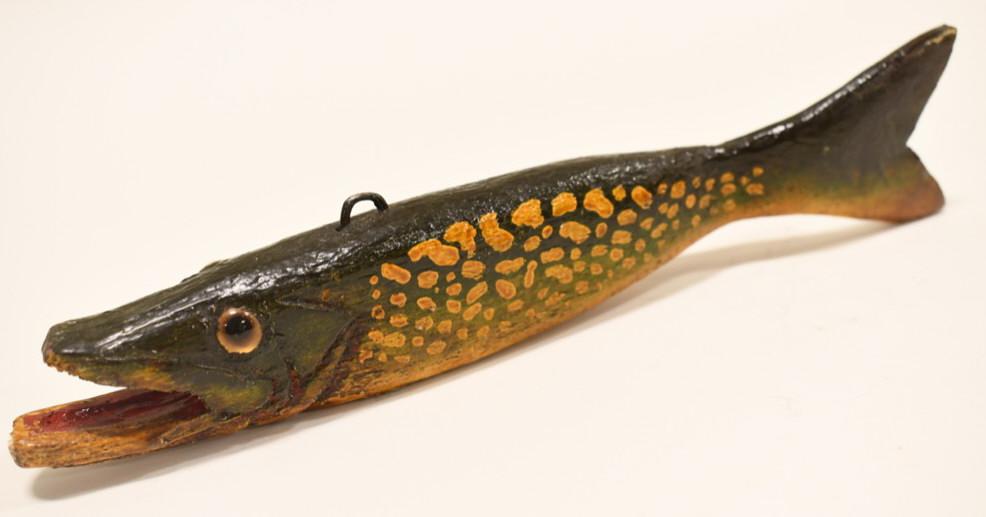 Carved Folk Art Pike Decoy By Duluth Fish Decoys